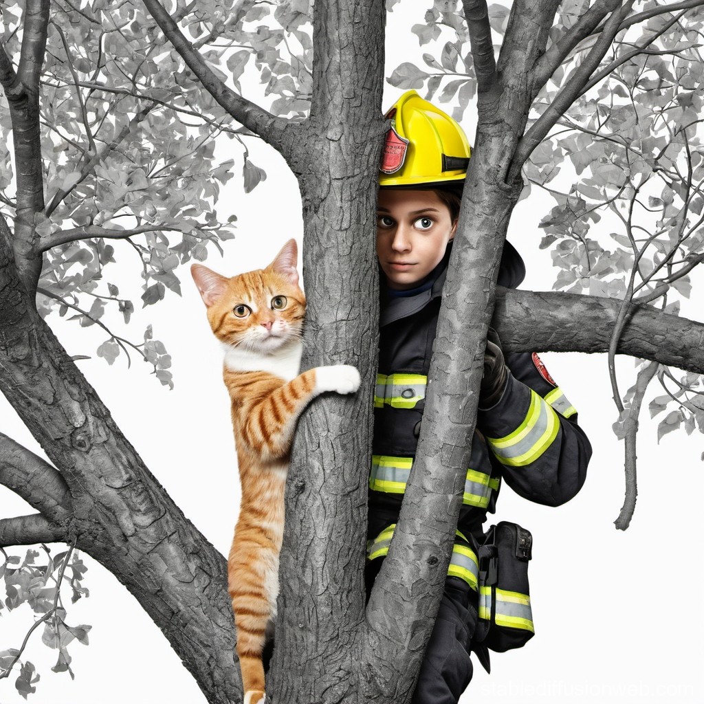 cat rescue on tree