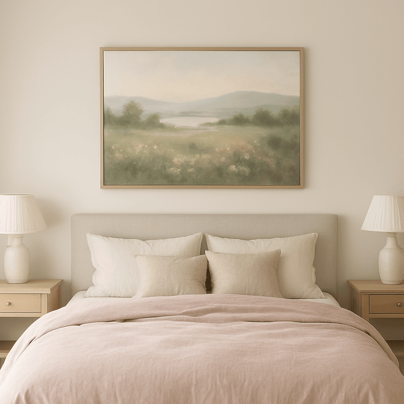 Calming bedroom wall decor with romantic floral canvas - Canvas & Curio