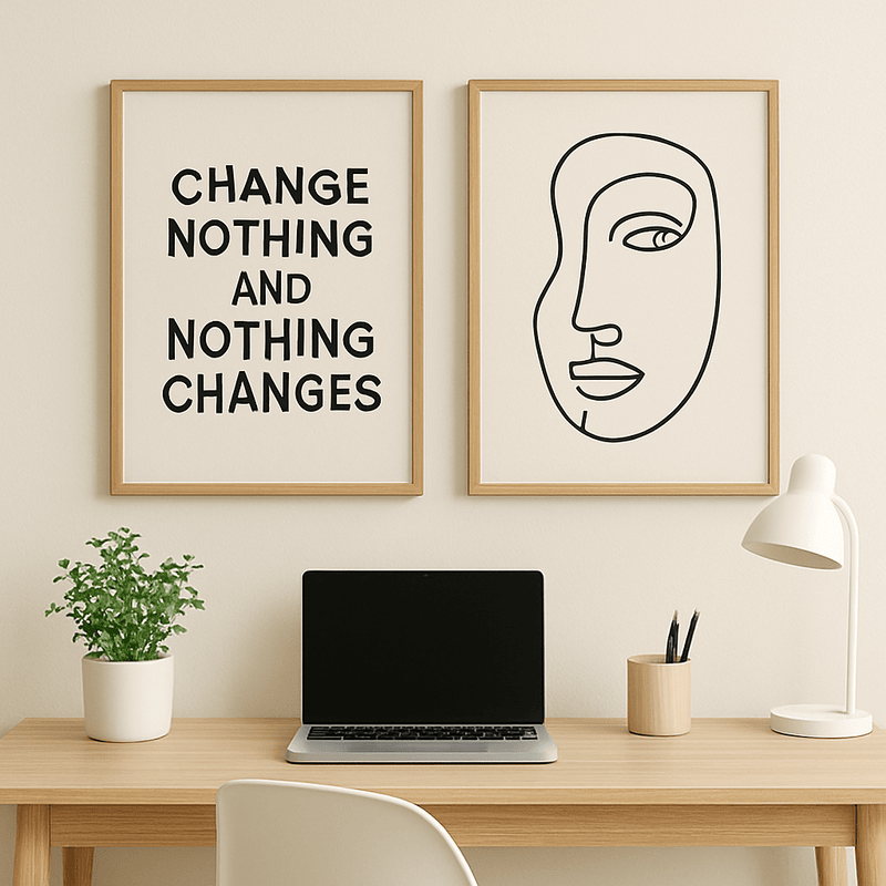 Wall art in a stylish and focused home office - Canvas & Curio